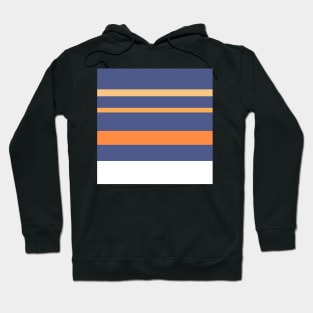 A lovely bind of Twilight, White, Sandy, Pale Orange and Royal Orange stripes. Hoodie